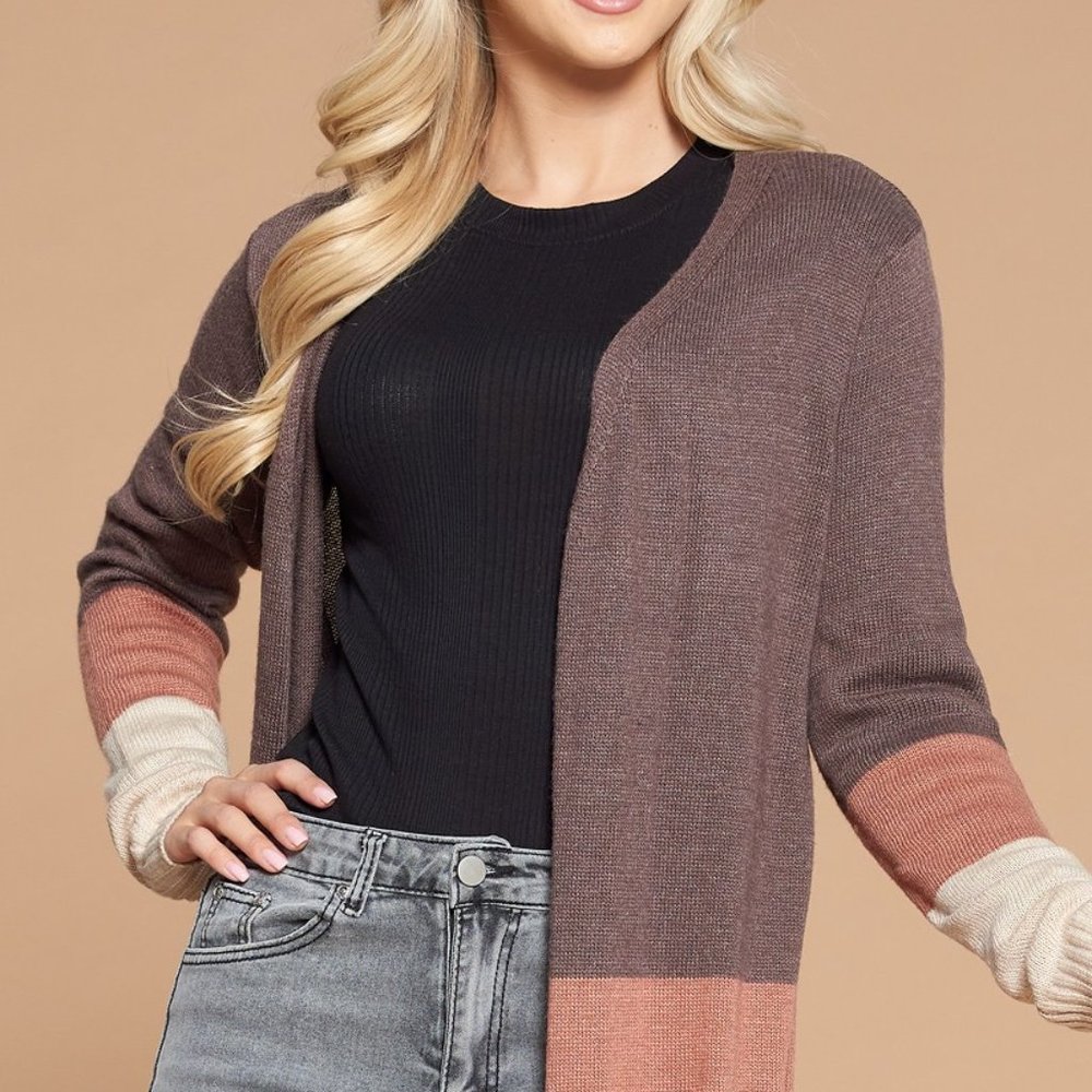 Long Sleeve Color Block Cardigan - Picture 4 of 6